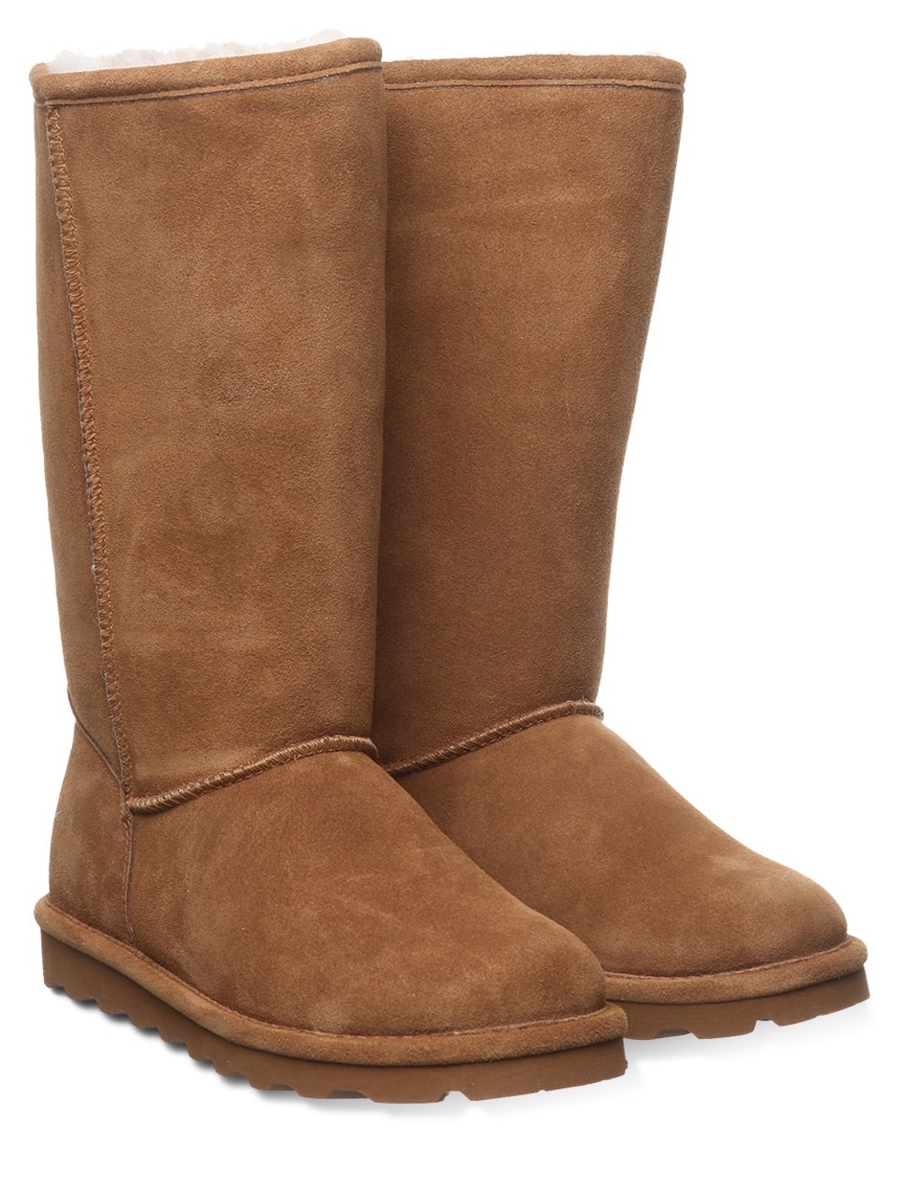BearPaw Tall Suede Winter Boots in Chestnut Brown